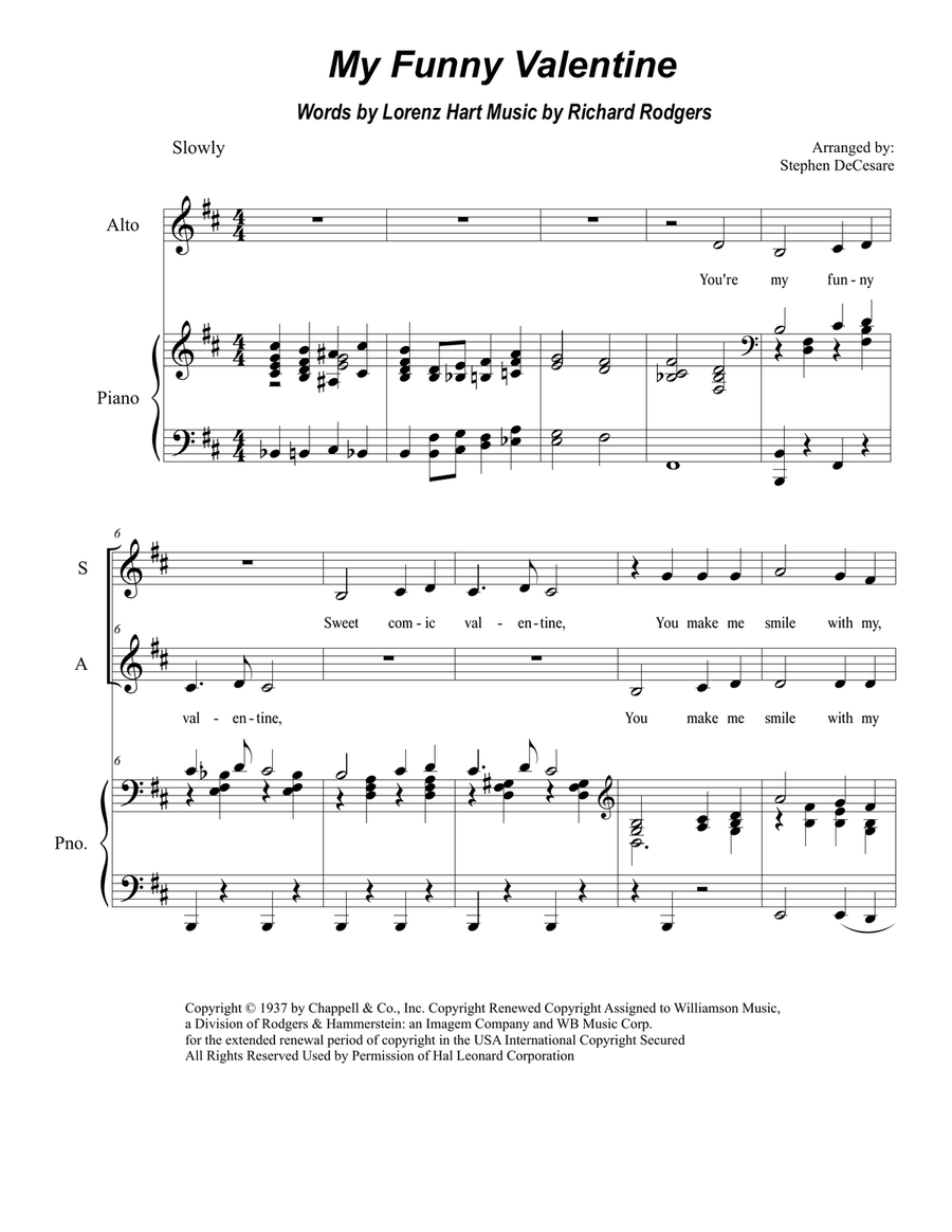 My Funny Valentine My Funny Valentine Vocal Duet scores gallery preview page 1