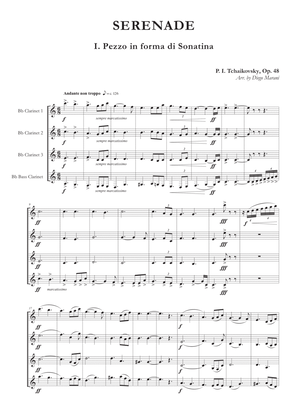 Book cover for "Pezzo in forma di Sonatina" from Serenade Op. 48 for Clarinet Quartet