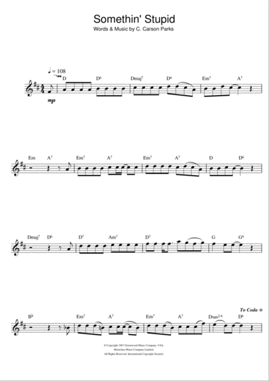 Somethin' Stupid Somethin' Stupid Flute Solo scores gallery preview page 1