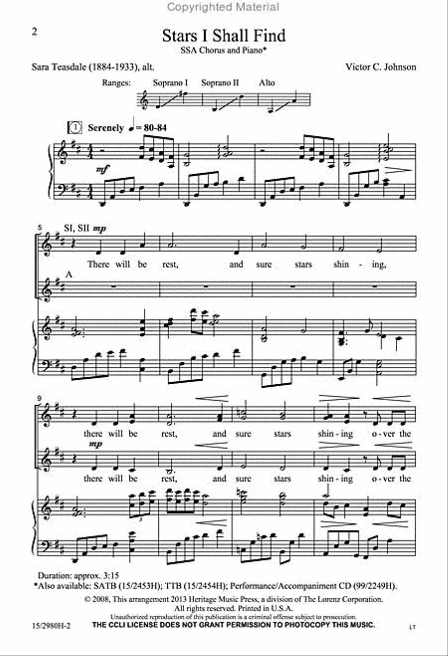 Stars I Shall Find SSA scores gallery preview page 2