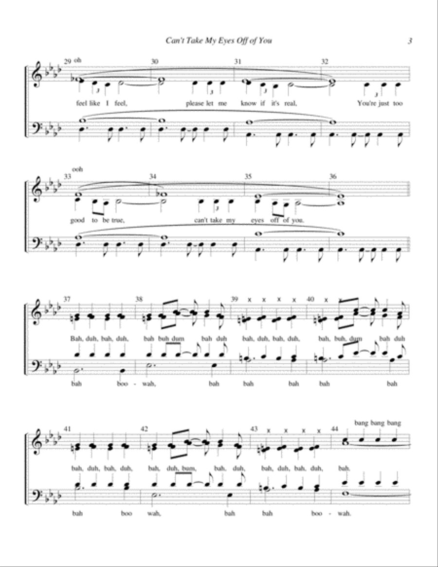 Can't Take My Eyes Off Of You 4-Part scores gallery preview page 3