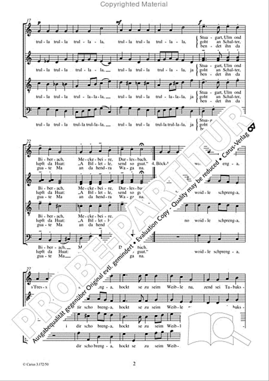 Auf de schwabsche Eisebahne Choir scores gallery preview page 3