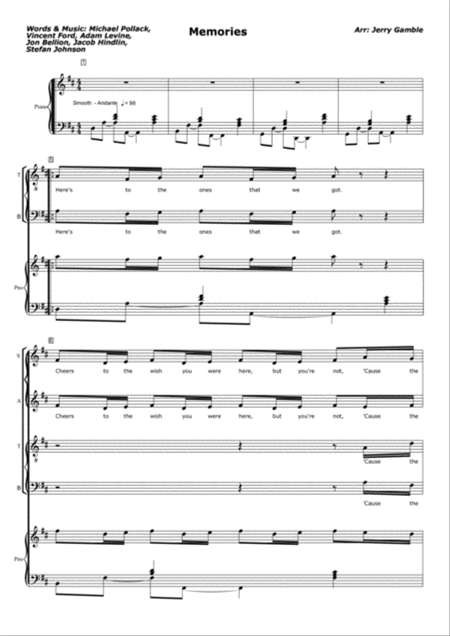 Memories 4-Part scores gallery preview page 1