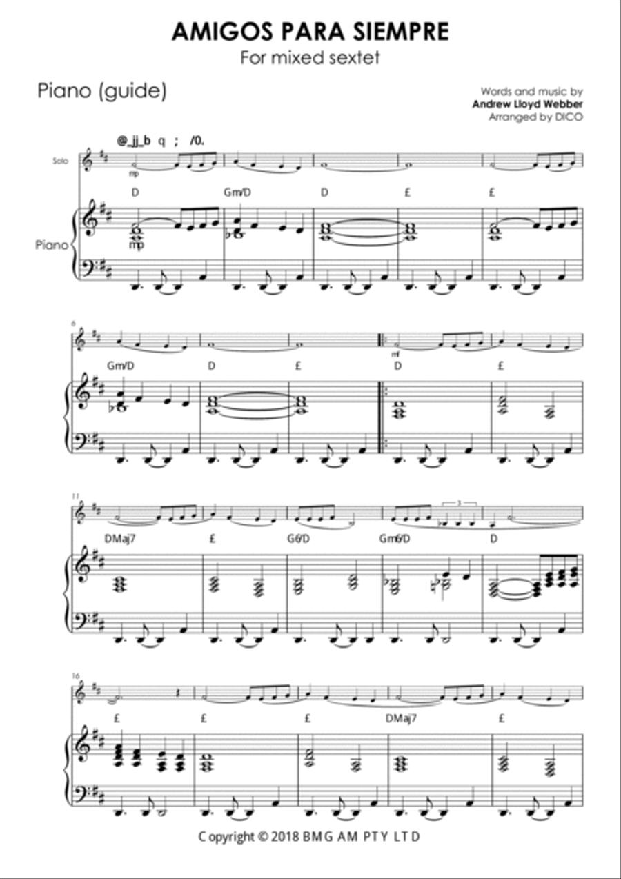 Amigos Para Siempre Piano scores gallery preview page 2
