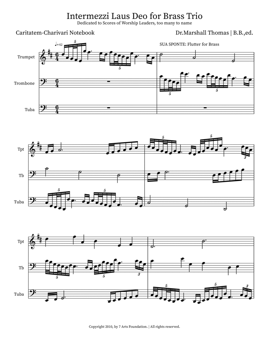 Intermezzi Laus Deo for Brass Trio Brass Trio scores gallery preview page 1