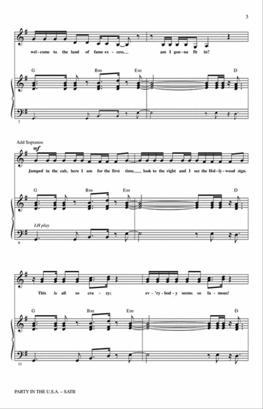 Party in the U.S.A. 4-Part scores gallery preview page 3