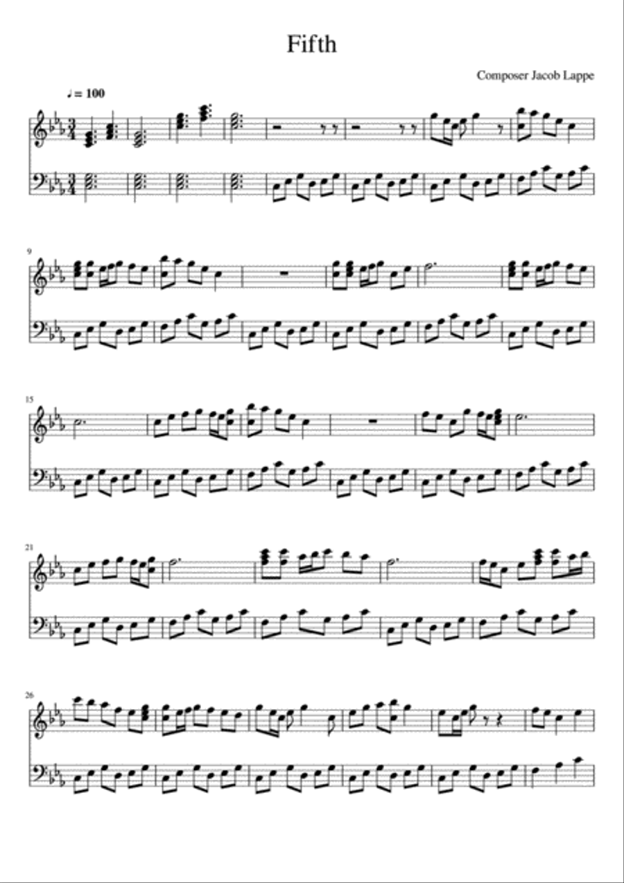 Fifth Fifth Piano Solo scores gallery preview page 1