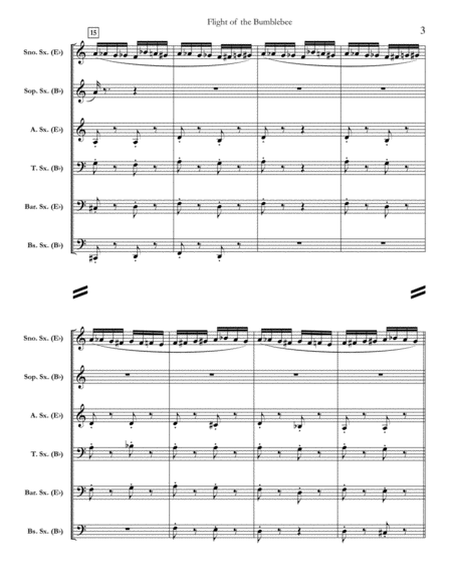 Flight of the Bumblebee [for saxophone sextet] (full score & set of parts) image number null