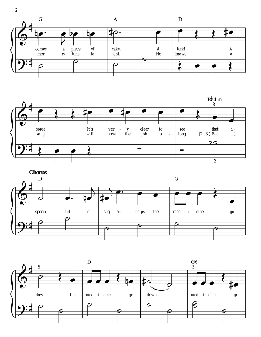 A Spoonful Of Sugar (from Mary Poppins) Easy Piano scores gallery preview page 2