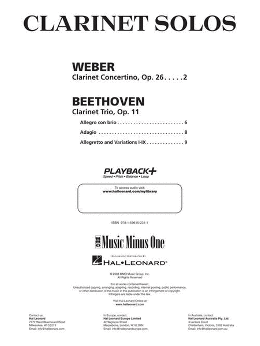 Weber – Concertino Op. 26 & Beethoven – Trio for Piano, Cello & Clarinet, Op. 11 image number null