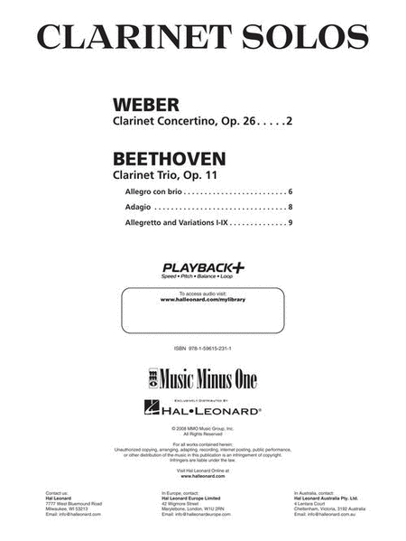 Weber – Concertino Op. 26 & Beethoven – Trio for Piano, Cello & Clarinet, Op. 11 image number null