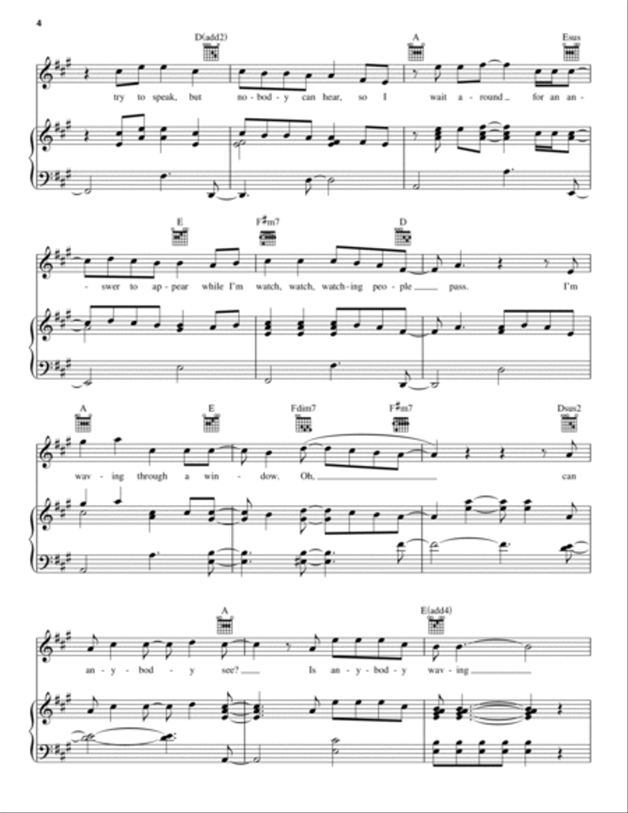 Waving Through A Window Piano, Vocal, Guitar scores gallery preview page 4