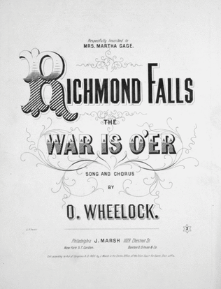 Book cover for Richmond Falls, The War is Over. Song and Chorus