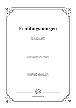 Book cover for Mahler-Frühlingsmorgen in A Major,for Voice and Piano