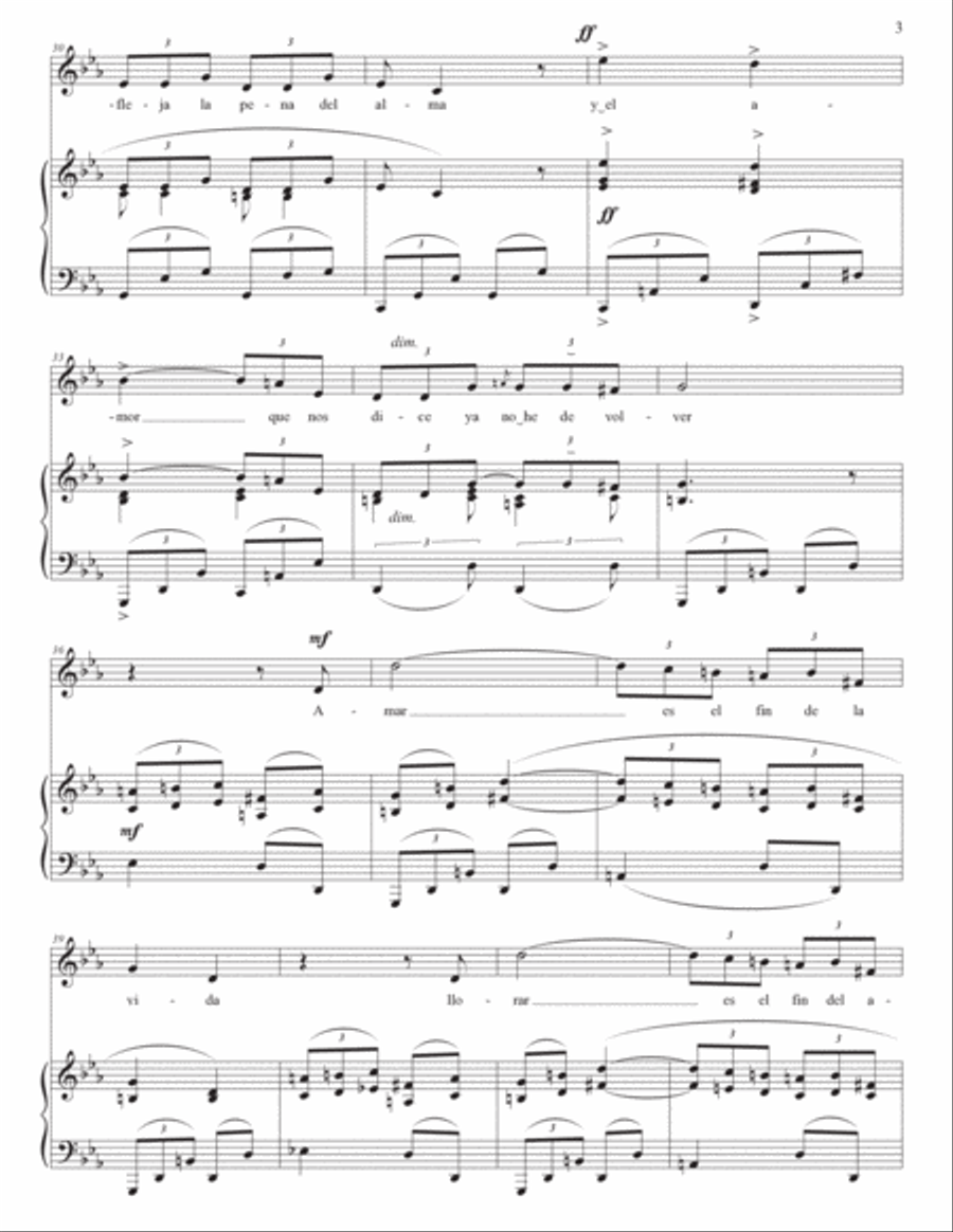 JORDÀ: Amar y sufrir (transposed to C minor) Voice scores gallery preview page 4
