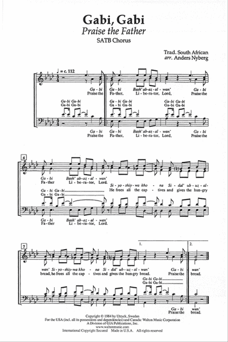 Gabi, Gabi and Thuma Mina (Praise the Father and Send Me Jesus) 4-Part scores gallery preview page 2