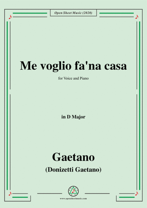 Book cover for Donizetti-Me voglio fa'na casa,in D Major,for Voice and Piano
