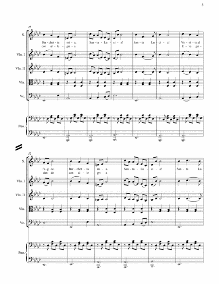 Santa Lucia - Folk Neapolitan Italian Song arranged for singer and string orchestra and piano image number null