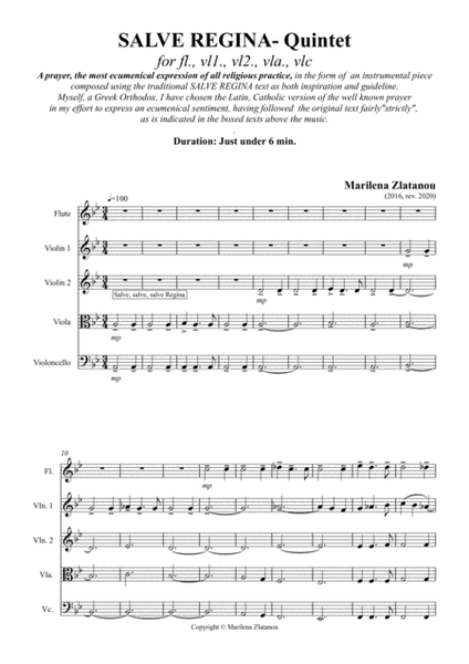 SALVE REGINA - Quintet for flute and Strings image number null