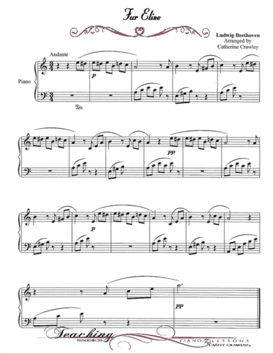 Fur Elise Easy Piano scores gallery preview page 1
