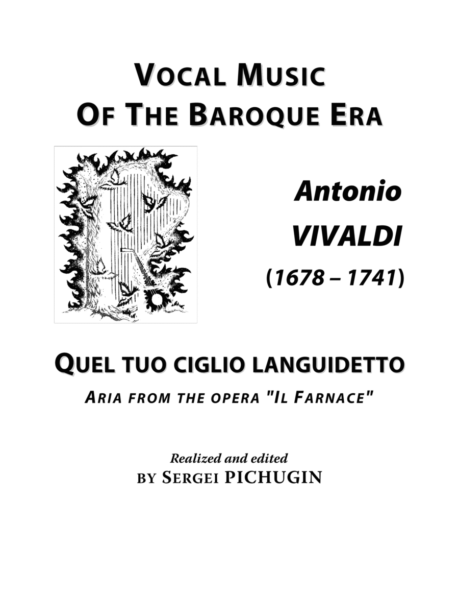 VIVALDI Antonio: Quel tuo ciglio languidetto, an aria from the opera "Il Farnace", arranged for Voic image number null