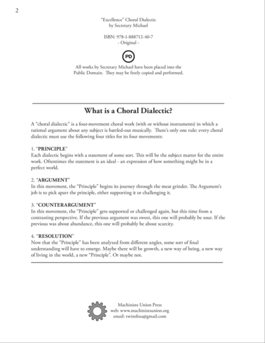 Excellence: A Choral Dialectic for Unaccompanied SATB Choir and an Animal Choir 4-Part scores gallery preview page 2