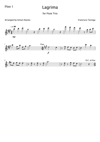 Làgrima - Francisco Tàrrega (for flute trio) image number null