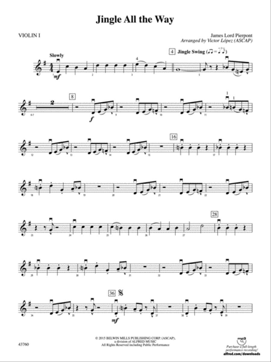 Jingle All the Way: 1st Violin String Orchestra scores gallery preview page 1