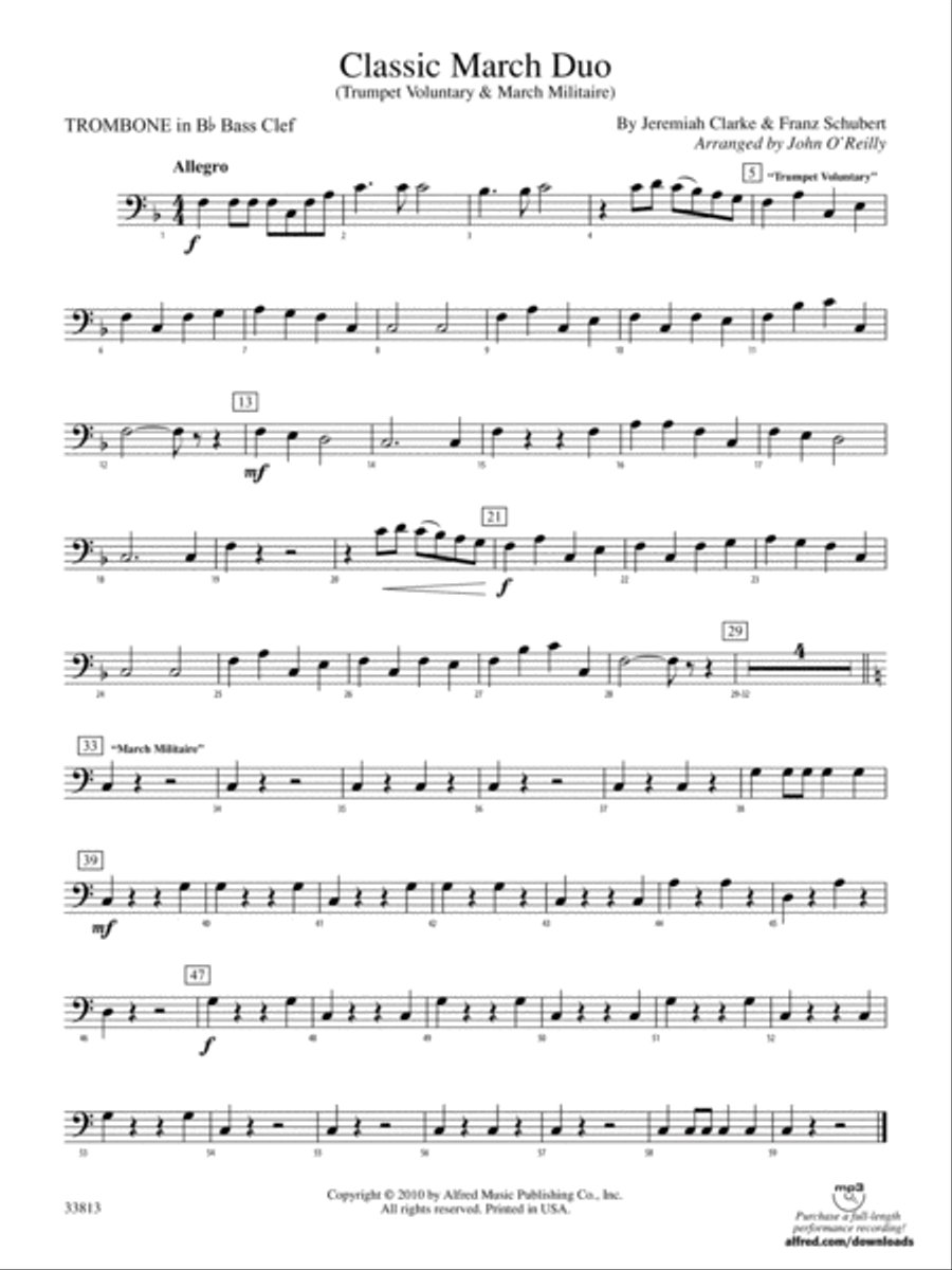 Classic March Duo: (World Part) 1st B-flat Trombone B.C. Concert Band scores gallery preview page 1