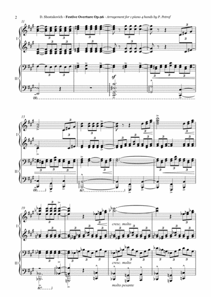 D. Shostakovich - Festive Overture - 1 piano 4 hands image number null