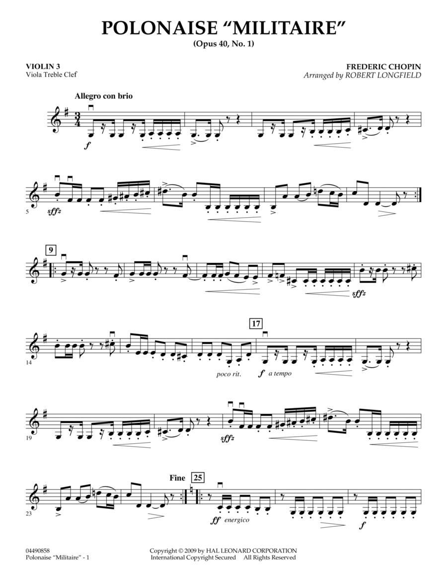 Polonaise Militaire - Violin 3 (Viola Treble Clef)