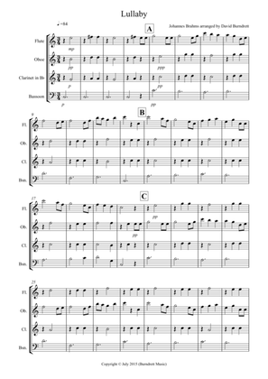 Brahms Lullaby for Wind Quartet