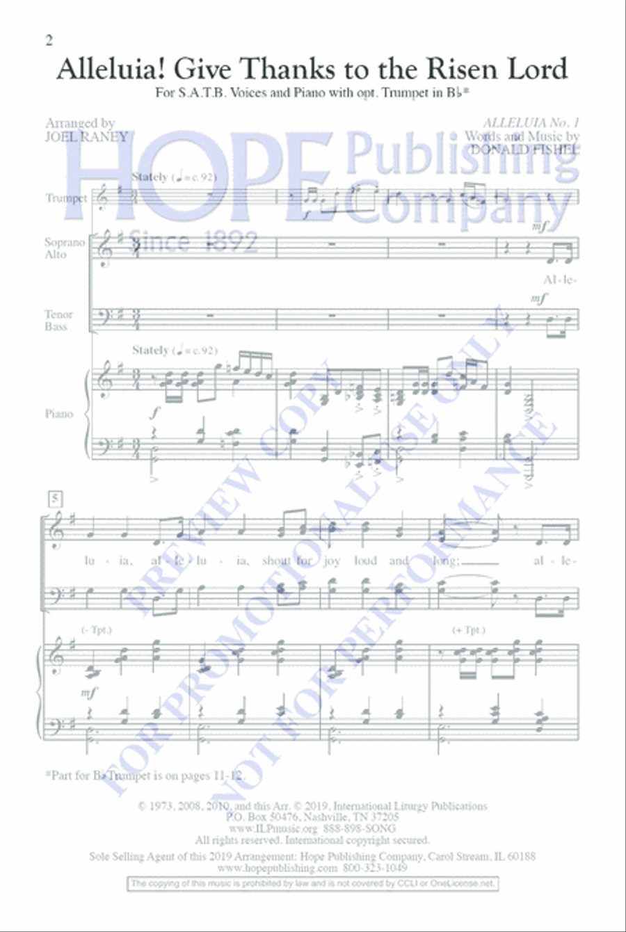Alleluia! Give Thanks to the Risen Lord 4-Part scores gallery preview page 2