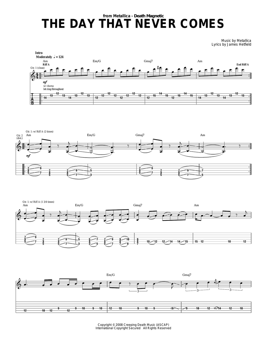The Day That Never Comes The Day That Never Comes Acoustic Guitar scores gallery preview page 1