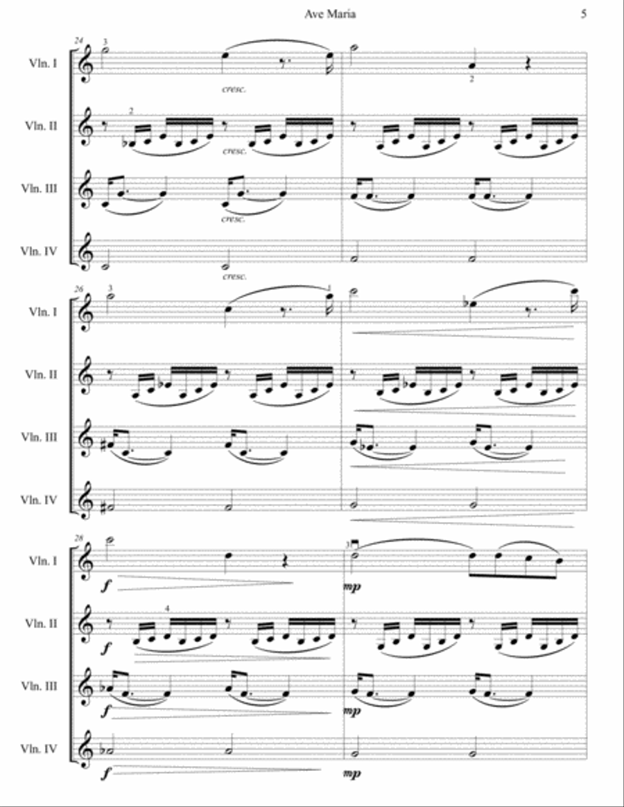 Bach/Gounod: Ave Maria - arr. for Violin Quartet String Orchestra scores gallery preview page 6
