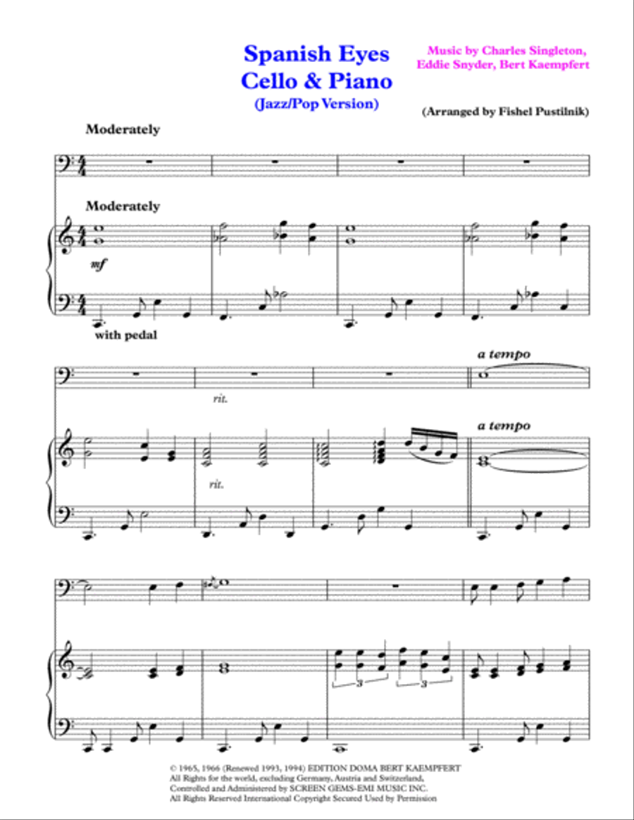 Spanish Eyes Piano scores gallery preview page 2