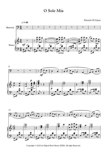 O Sole Mio - Eduardo Di Capua (Bassoon + Piano) image number null