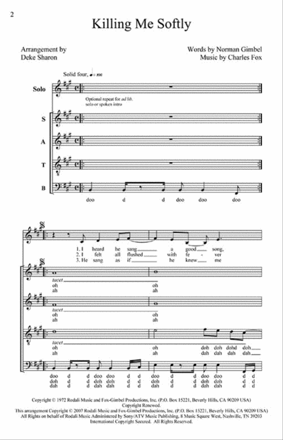 Killing Me Softly Killing Me Softly 4-Part scores gallery preview page 2