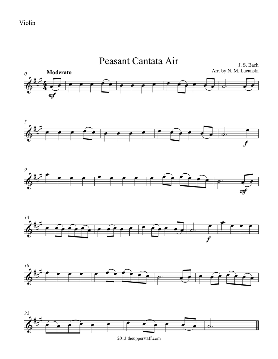Air from Peasant Cantata Air from Peasant Cantata Violin Solo scores gallery preview page 1