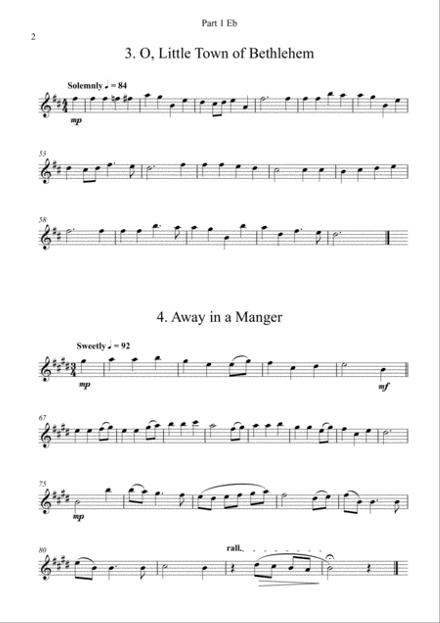 Carols for Four (or more) - Fifteen Carols with Flexible Instrumentation - Part 1 - Eb Treble Clef Concert Band scores gallery preview page 6