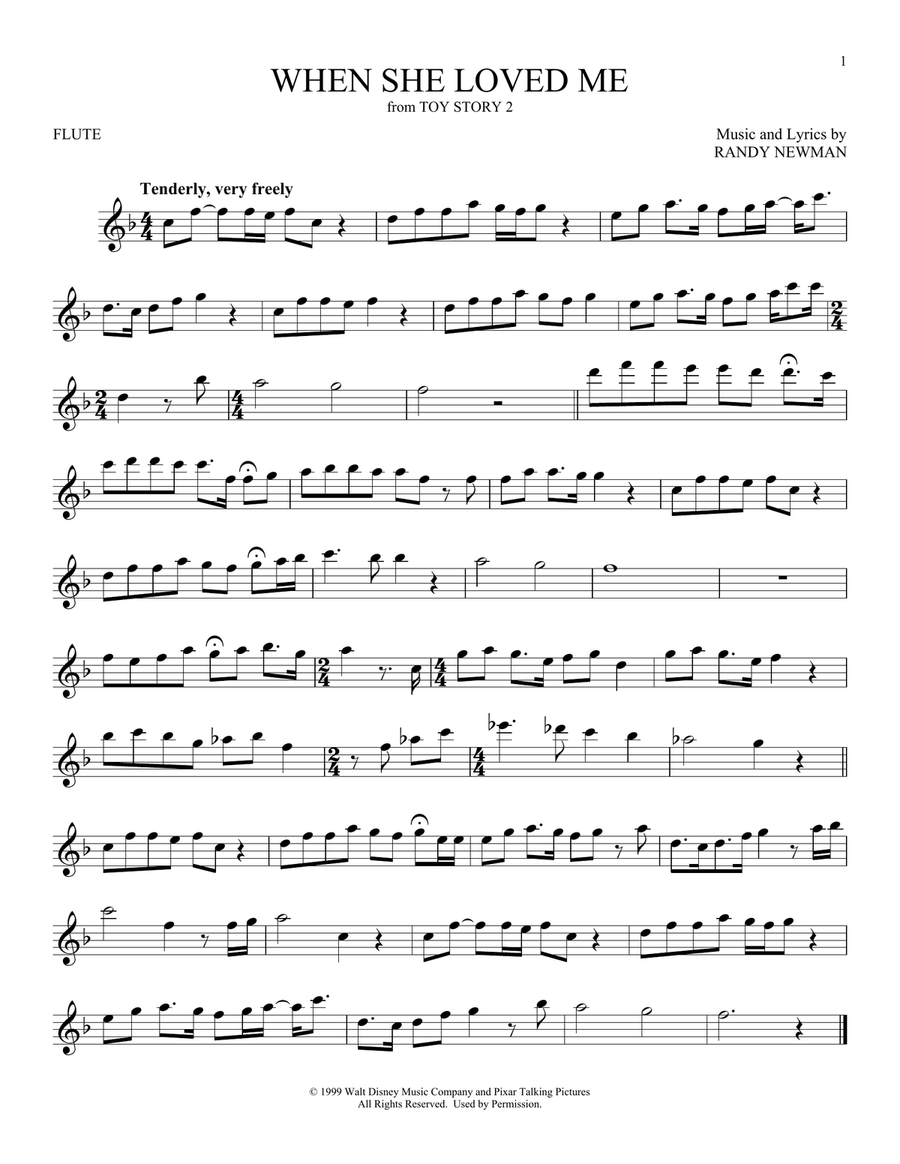 When She Loved Me (from Toy Story 2) Flute Solo scores gallery preview page 1