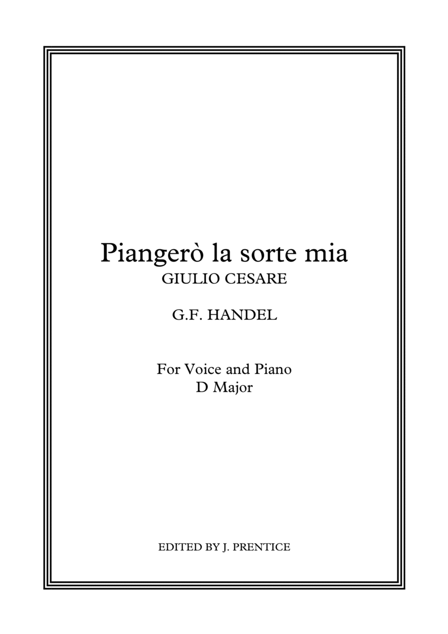 Piangerò la sorte mia - Giulio Cesare (D Major) Soprano Voice scores gallery preview page 1