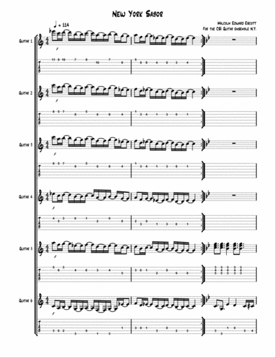 New York Sabor New York Sabor Electric Guitar scores gallery preview page 1
