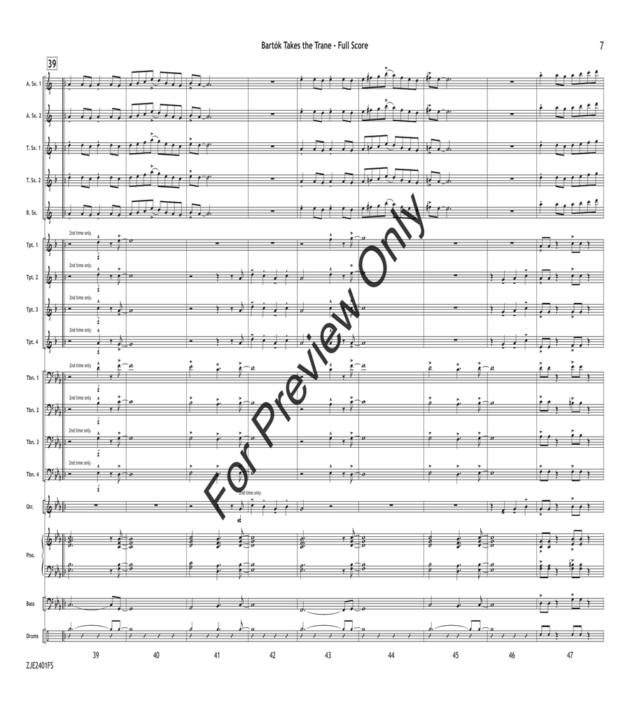 Bartók Takes the Trane Bartók Takes the Trane Jazz Ensemble scores gallery preview page 7
