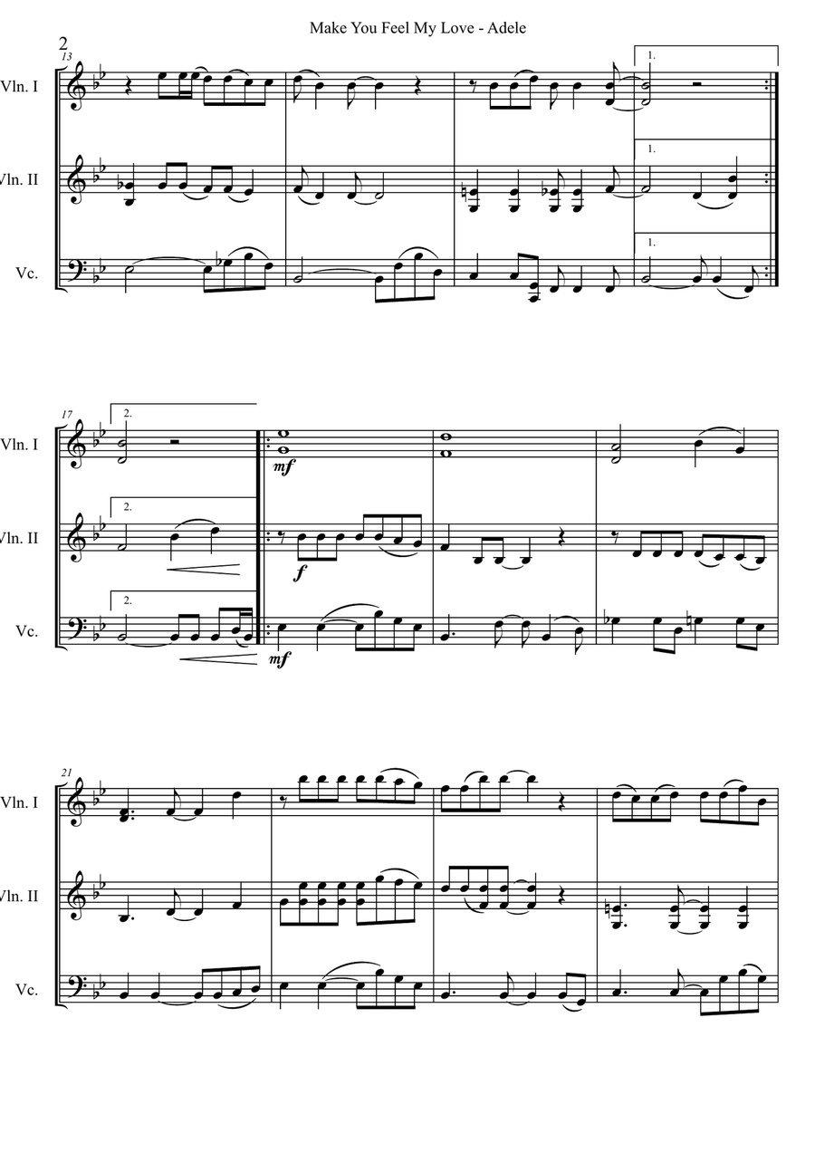 Make You Feel My Love String Trio scores gallery preview page 2