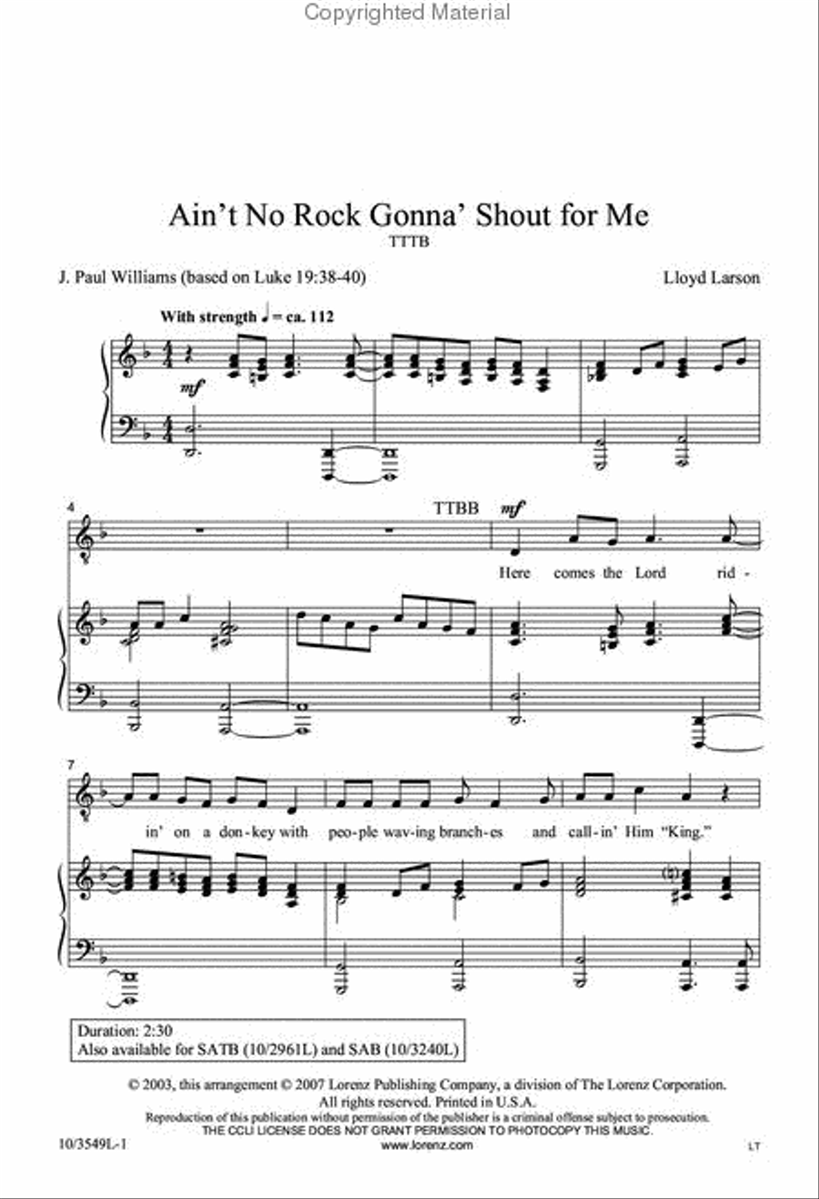 Ain't No Rock Gonna' Shout for Me TTBB scores gallery preview page 2
