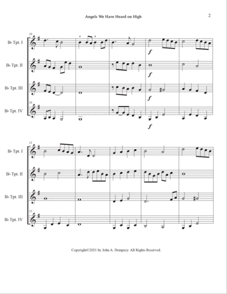 Angels We Have Heard on High (Trumpet Quartet) Brass Quartet scores gallery preview page 6