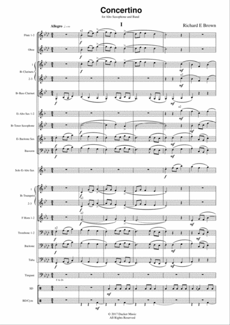 Concertino for Alto Saxophone and Band Concert Band scores gallery preview page 3