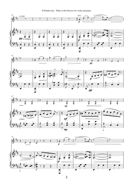 Waltz of the Flowers by Pyotr Ilyich Tchaikovsky, transcription for violin and piano