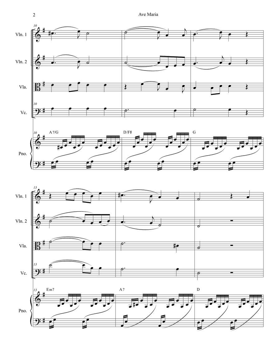 Ave Maria (String Quartet - Piano Accompaniment) String Quartet scores gallery preview page 2